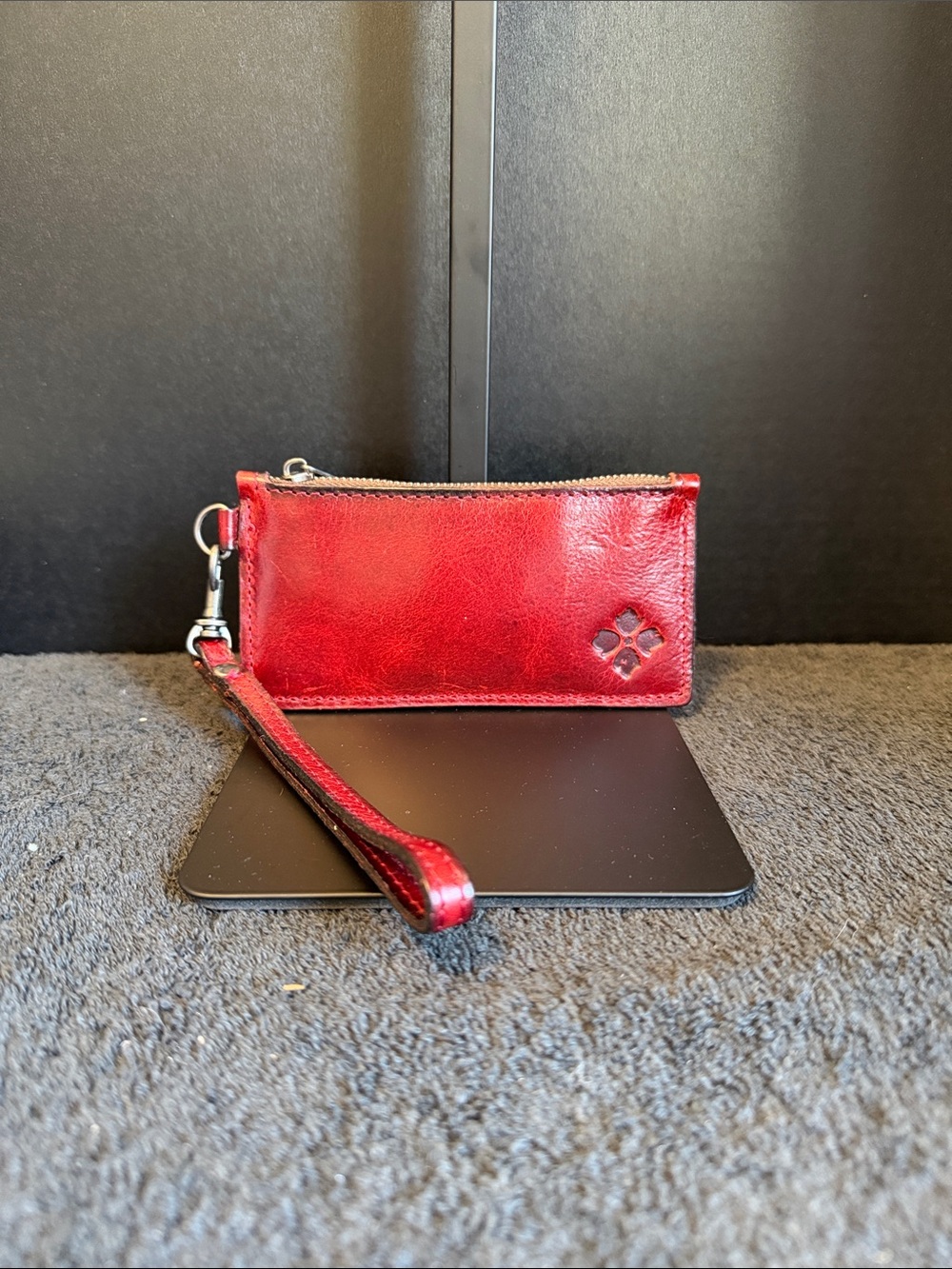 Patricia Nash Crimson Leather Zip Wristlet